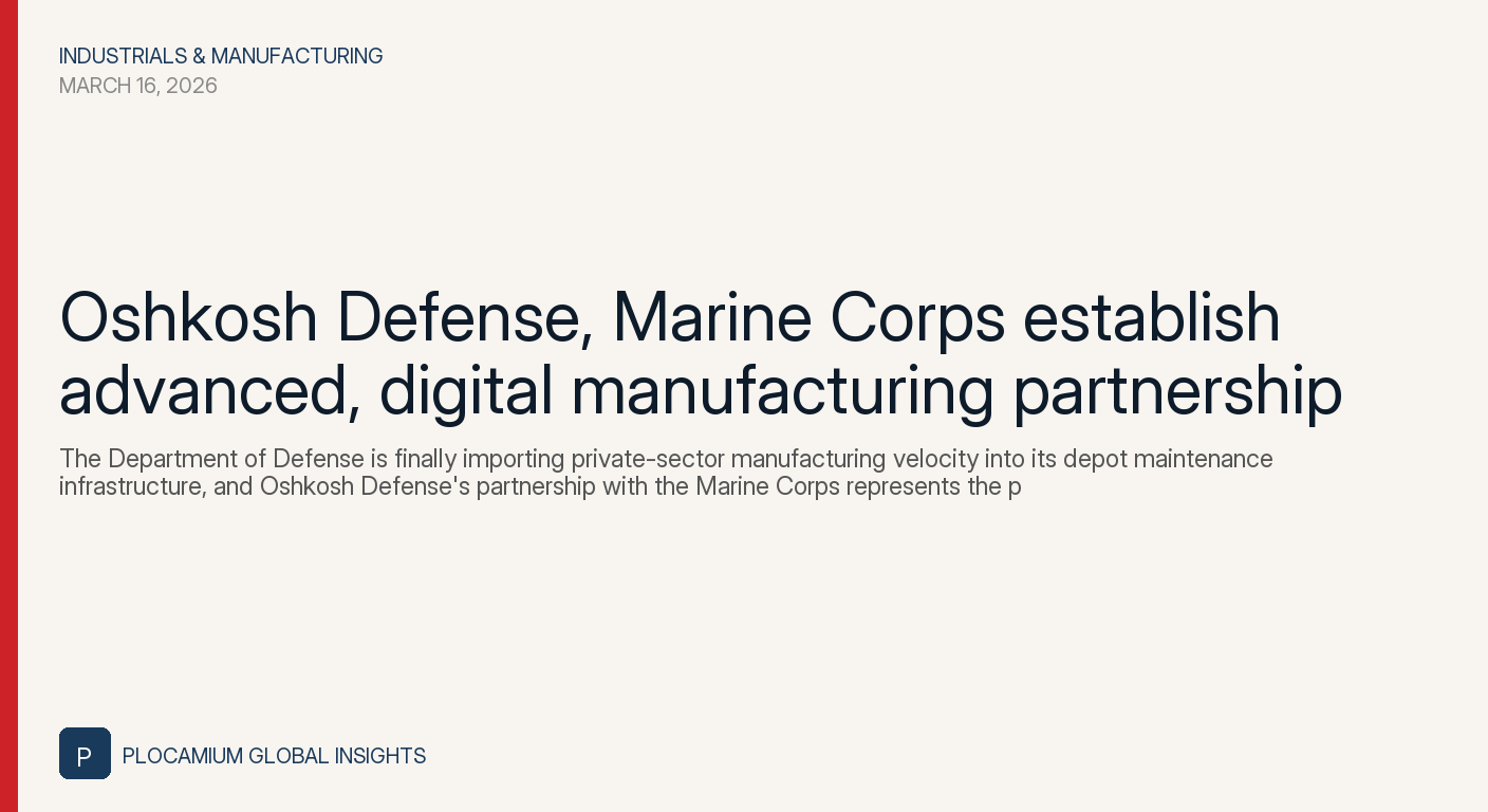 Oshkosh Defense, Marine Corps establish advanced, digital manufacturing partnership