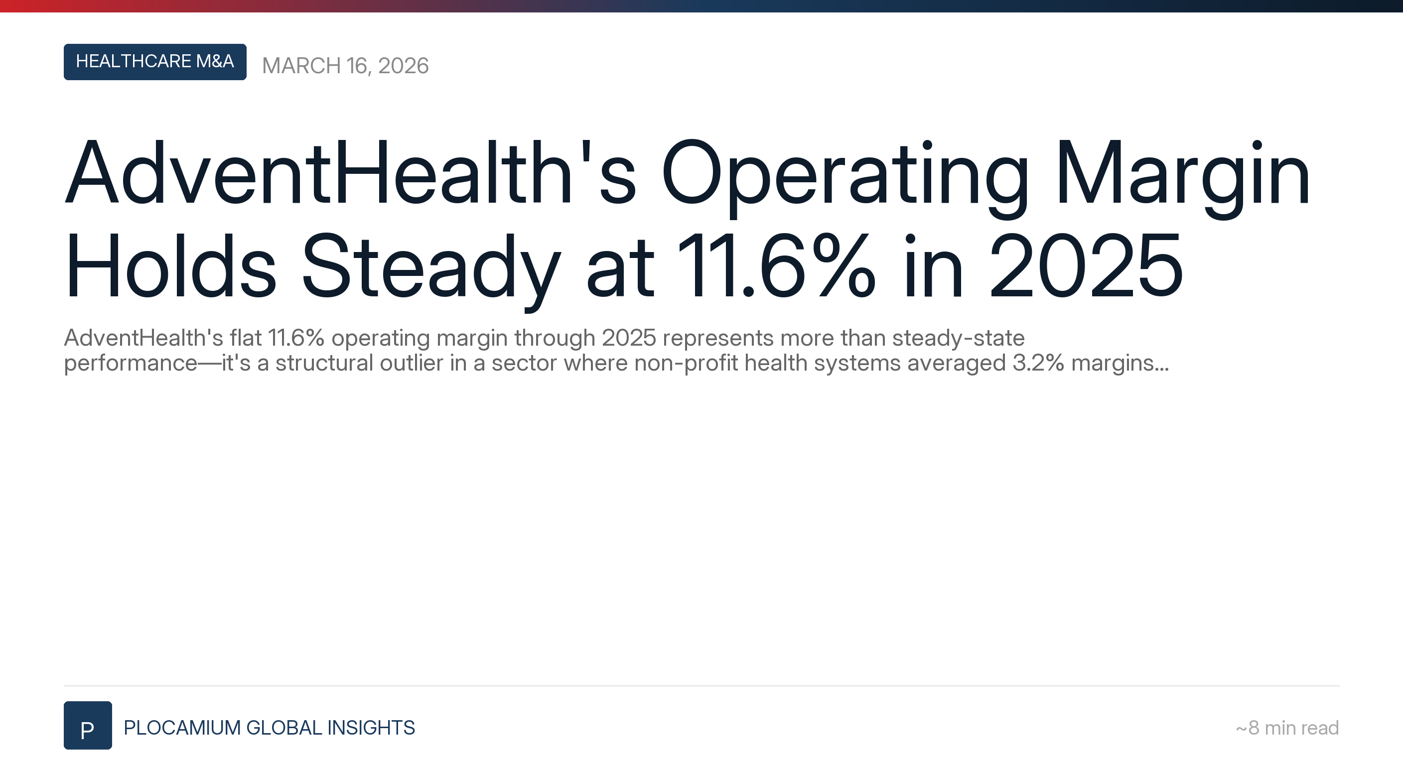 AdventHealth's operating margin holds steady at 11.6% in 2025