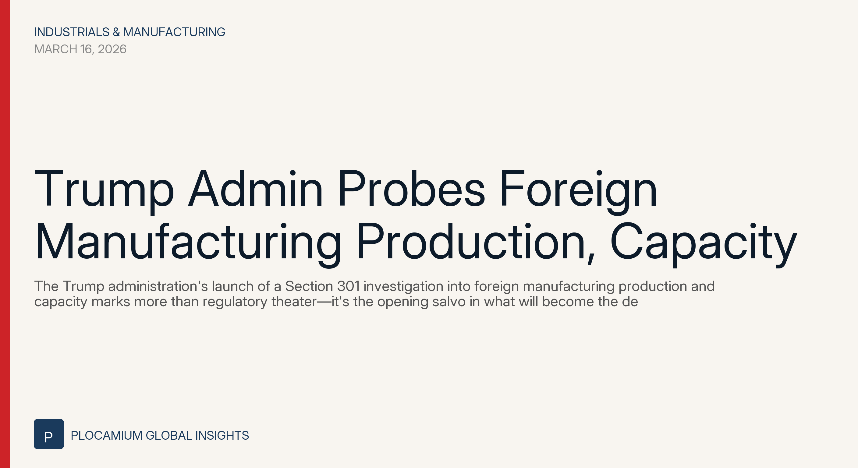 Trump admin probes foreign manufacturing production, capacity