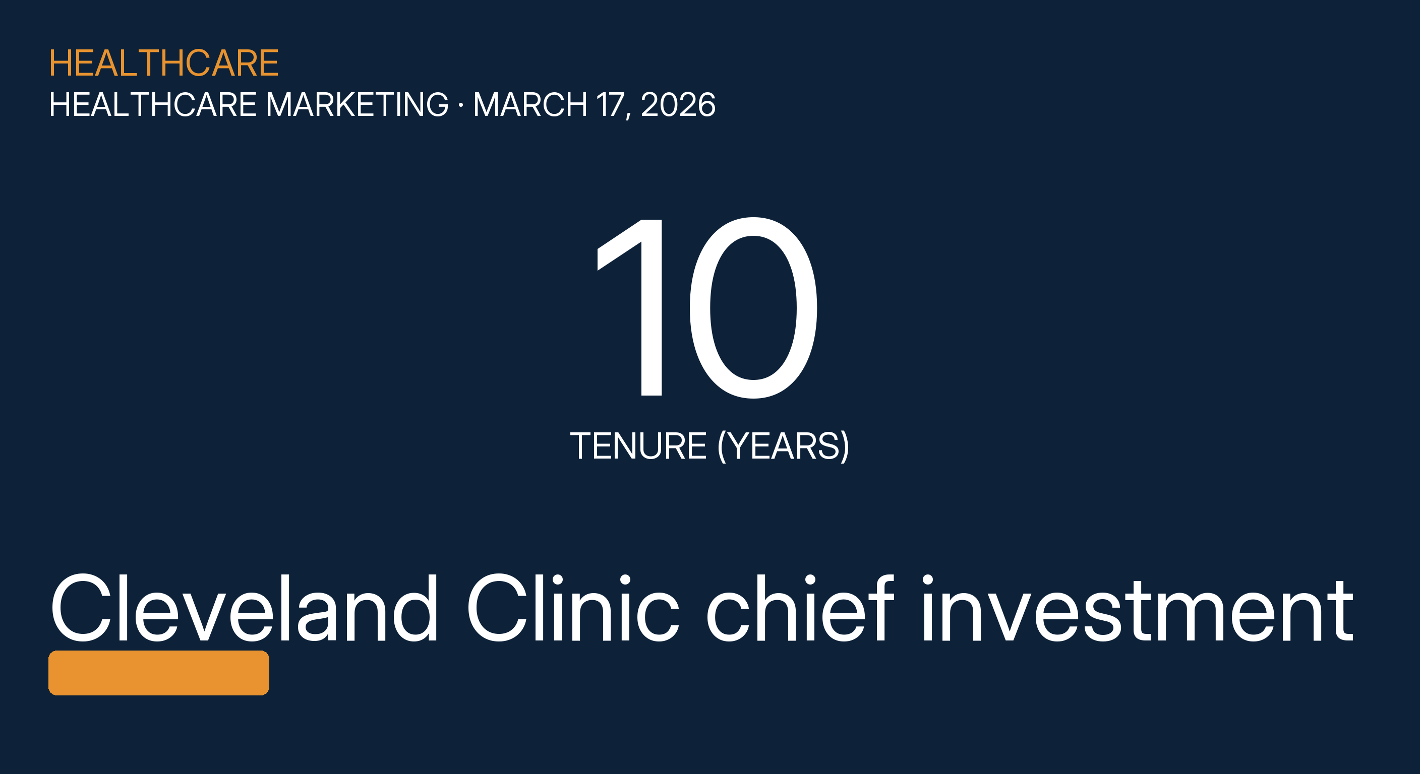 Cleveland Clinic chief investment officer to exit after 10 years