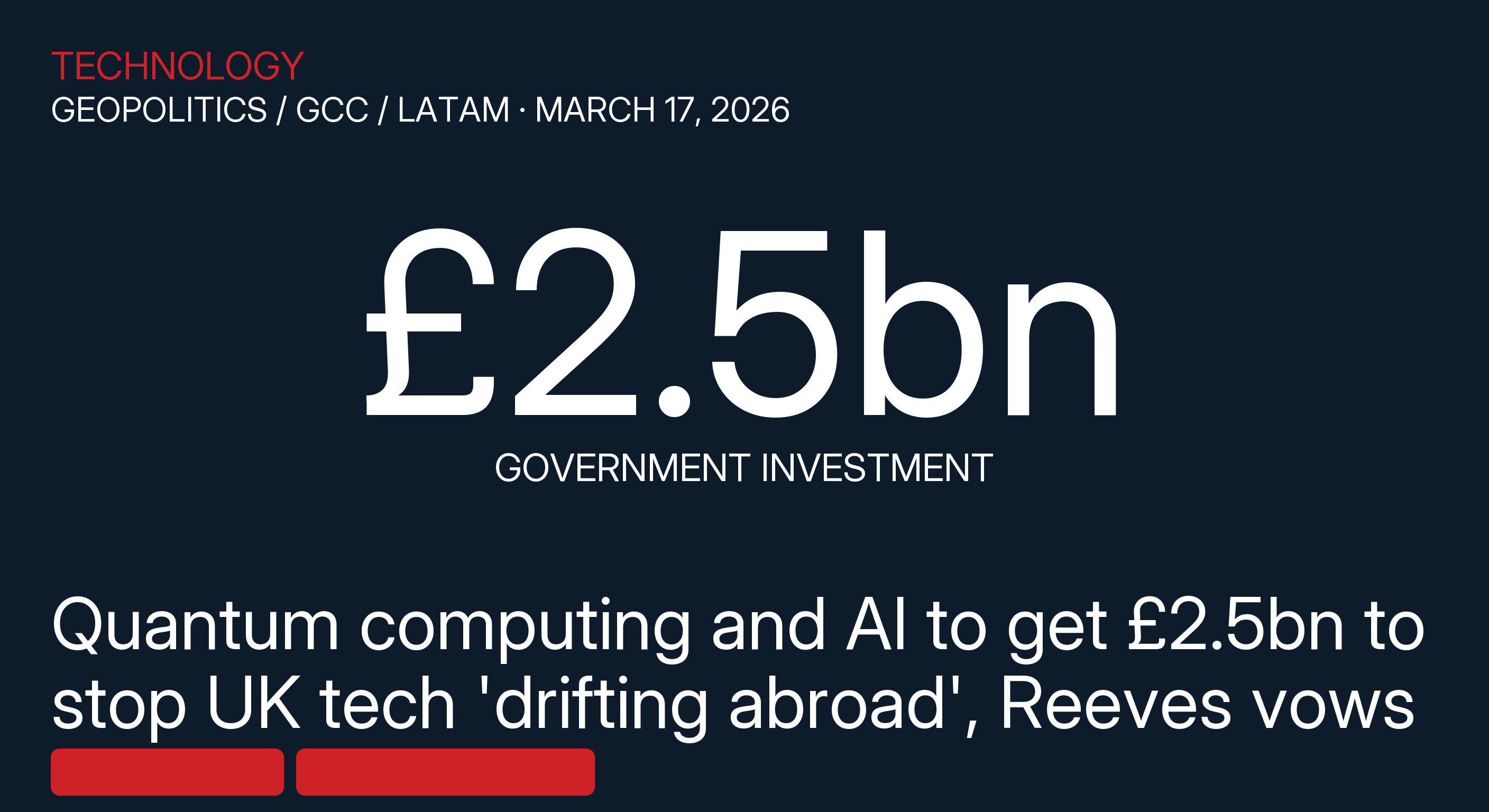 Quantum computing and AI to get £2.5bn to stop UK tech 'drifting abroad', Reeves vows