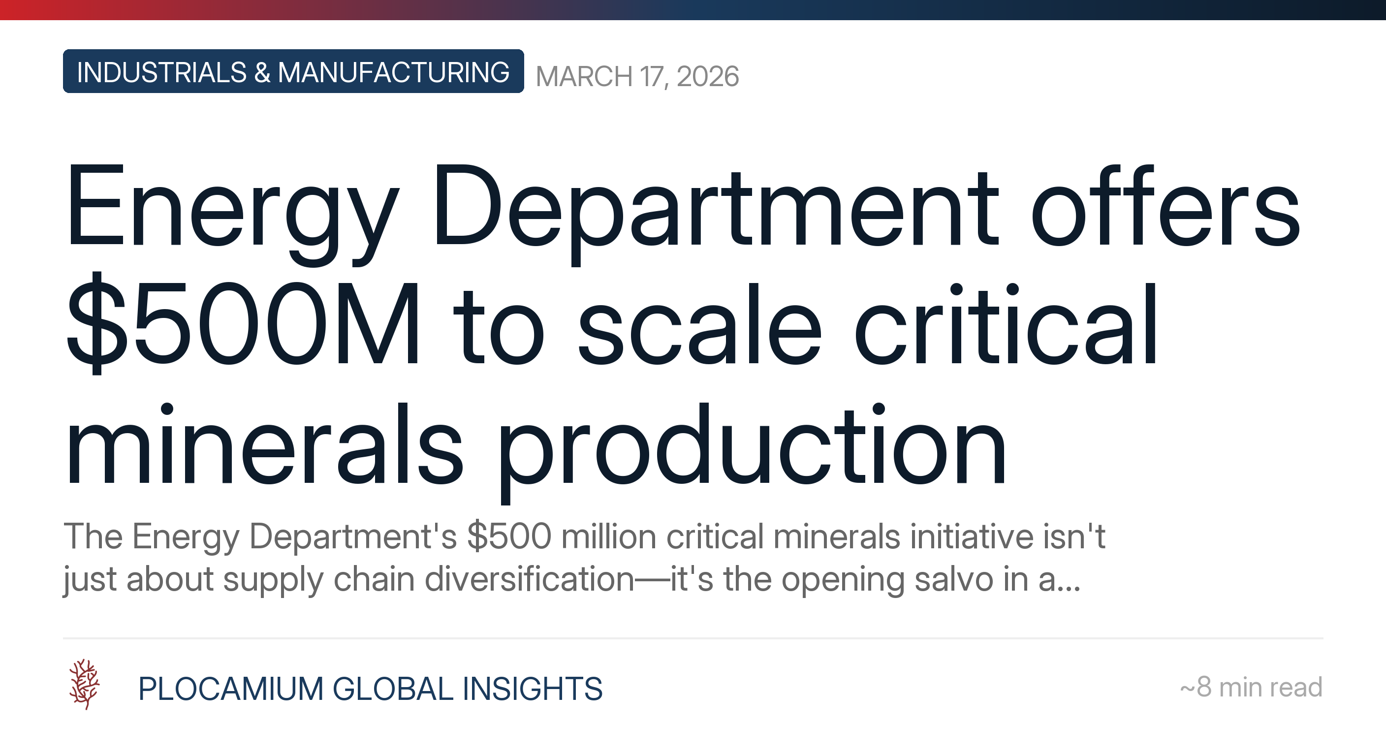 Energy Department offers $500M to scale critical minerals production