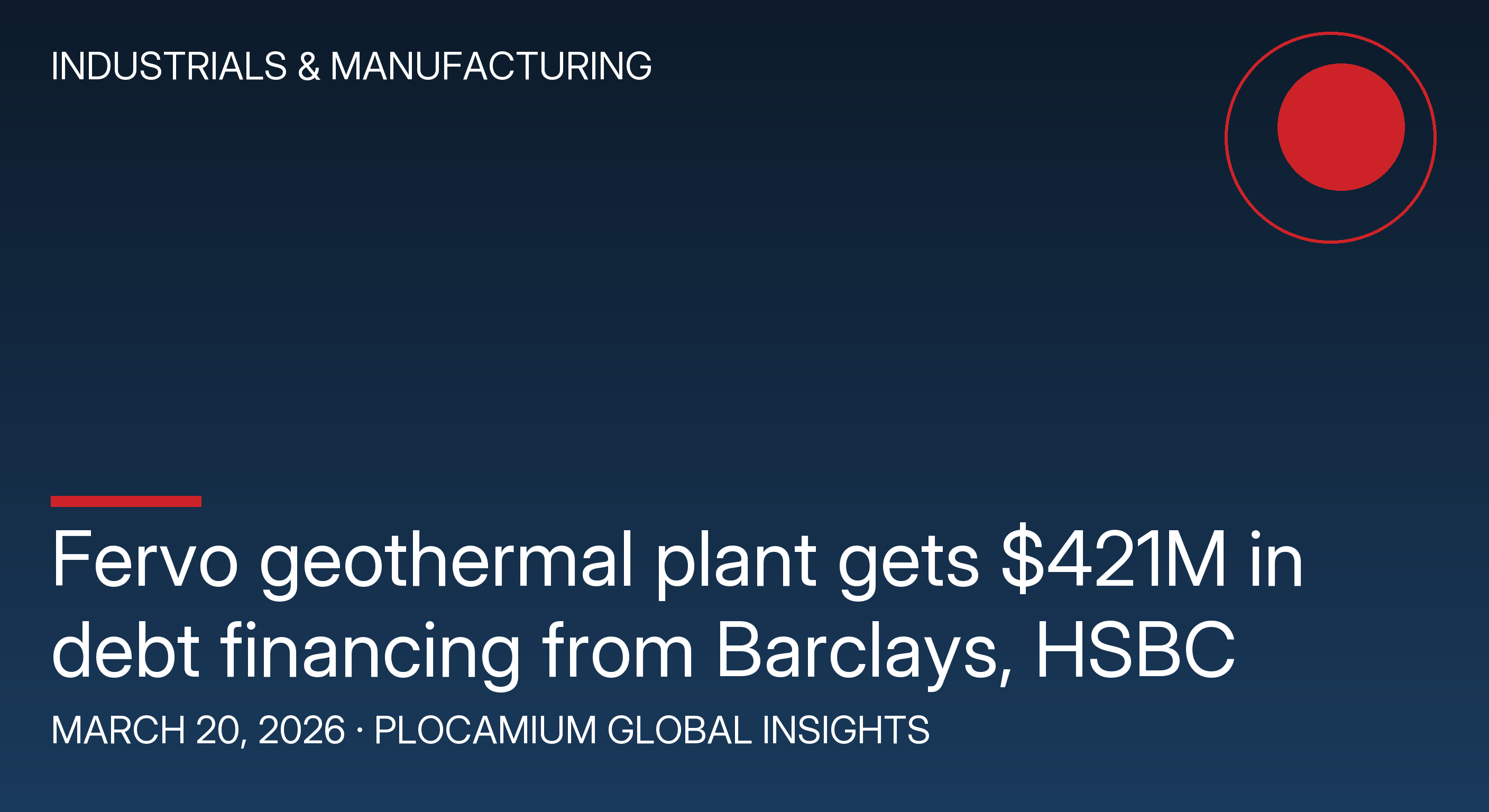 Fervo geothermal plant gets $421M in debt financing from Barclays, HSBC