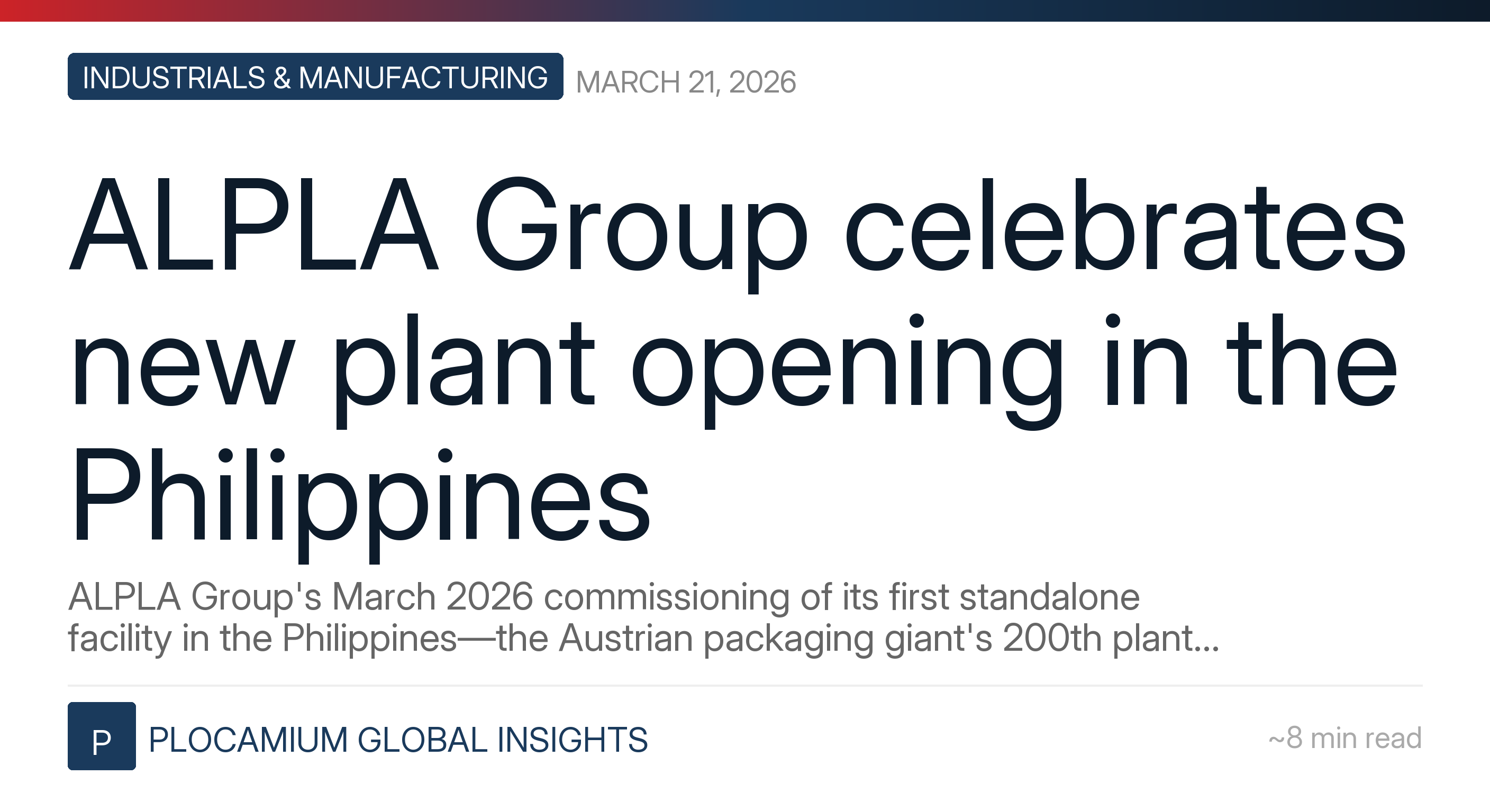 ALPLA Group celebrates new plant opening in the Philippines