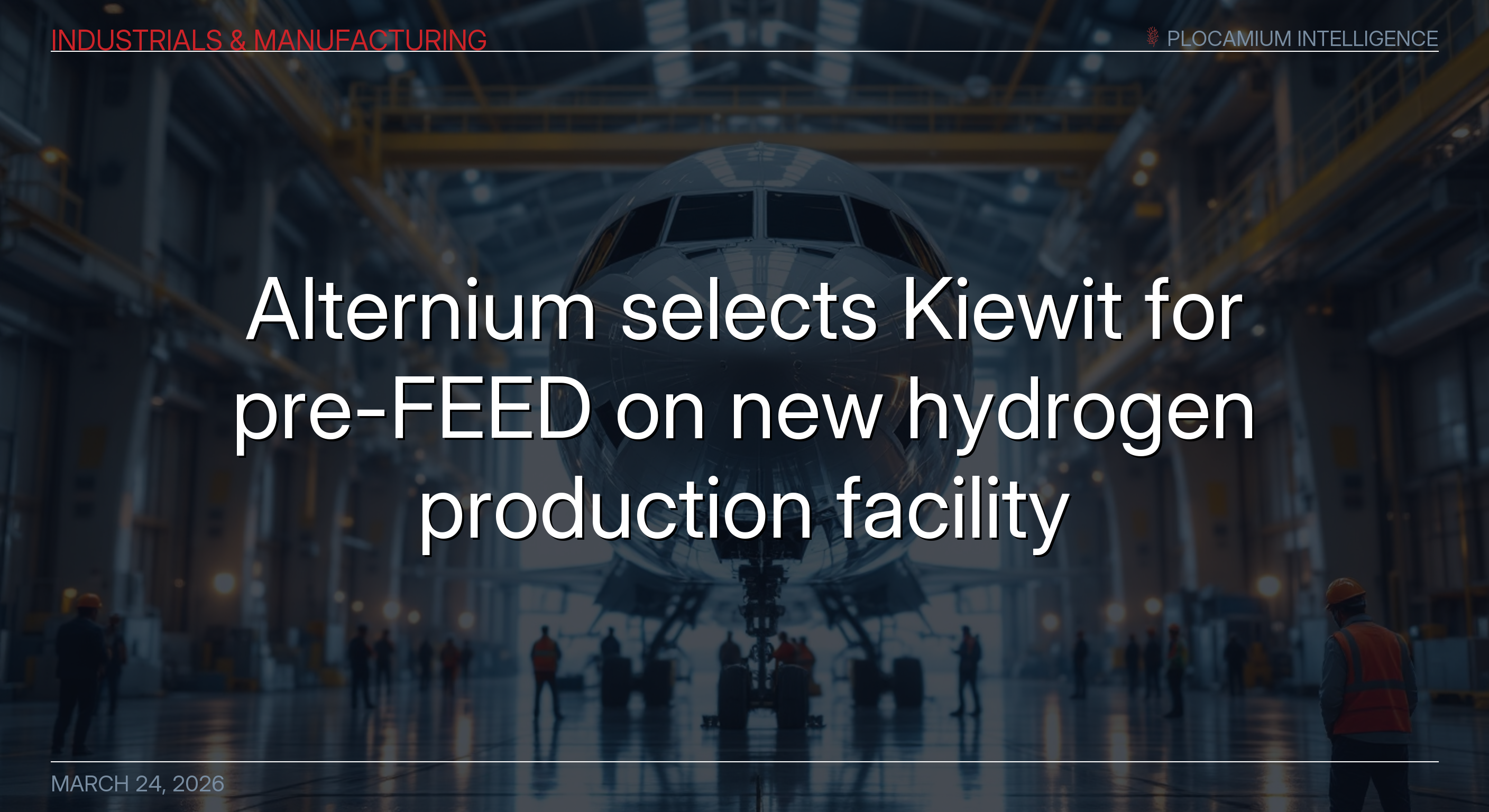 Alternium Selects Kiewit for Pre-FEED on New Hydrogen Production Facility