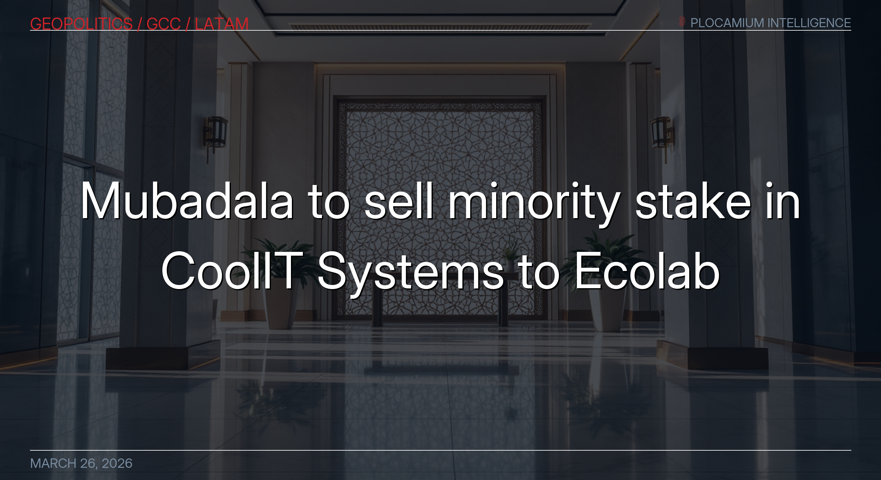 Mubadala to Sell Minority Stake in CoolIT Systems to Ecolab in KKR-Led $4.75B Transaction