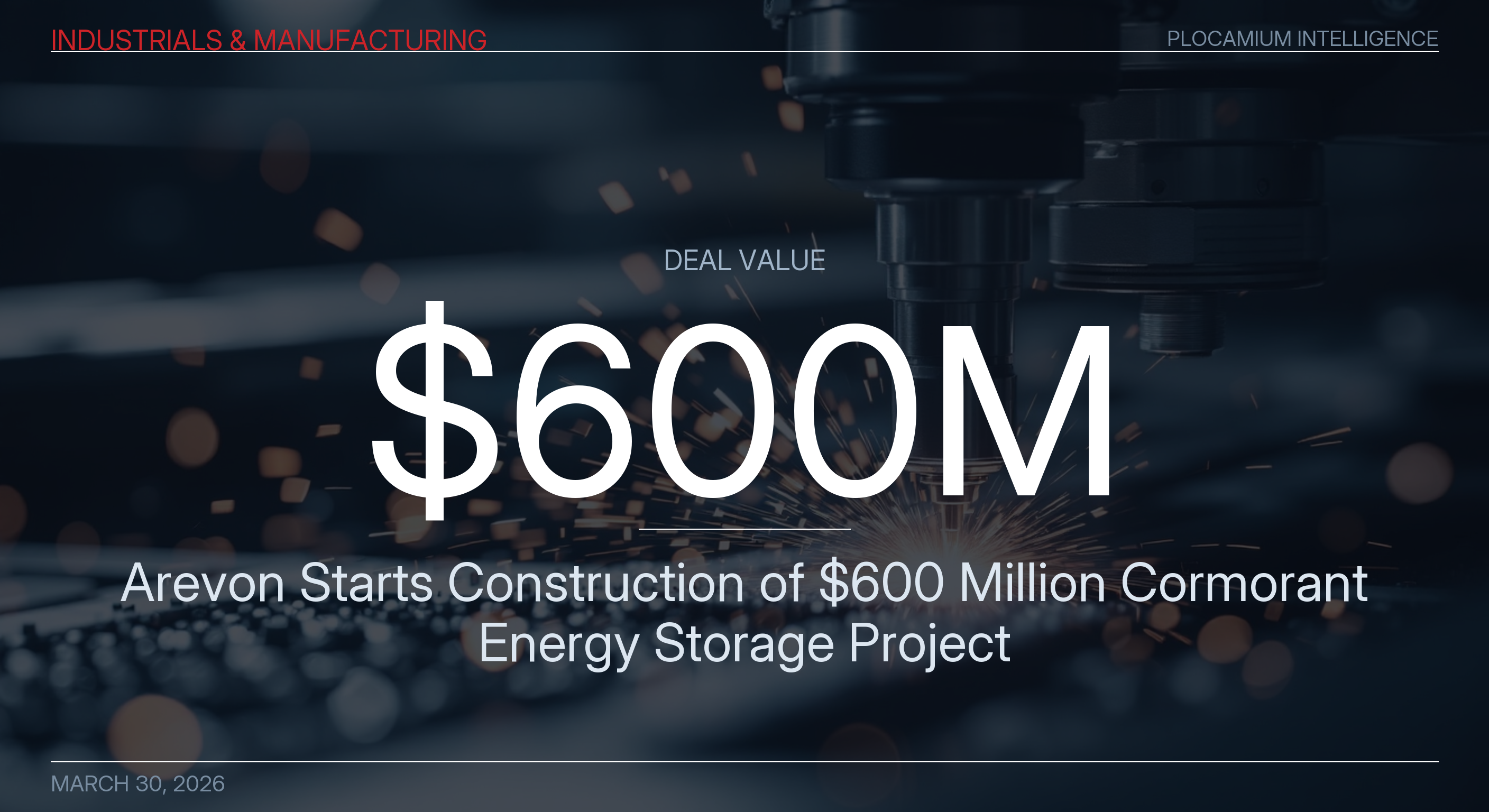 Arevon Starts Construction of $600 Million Cormorant Energy Storage Project