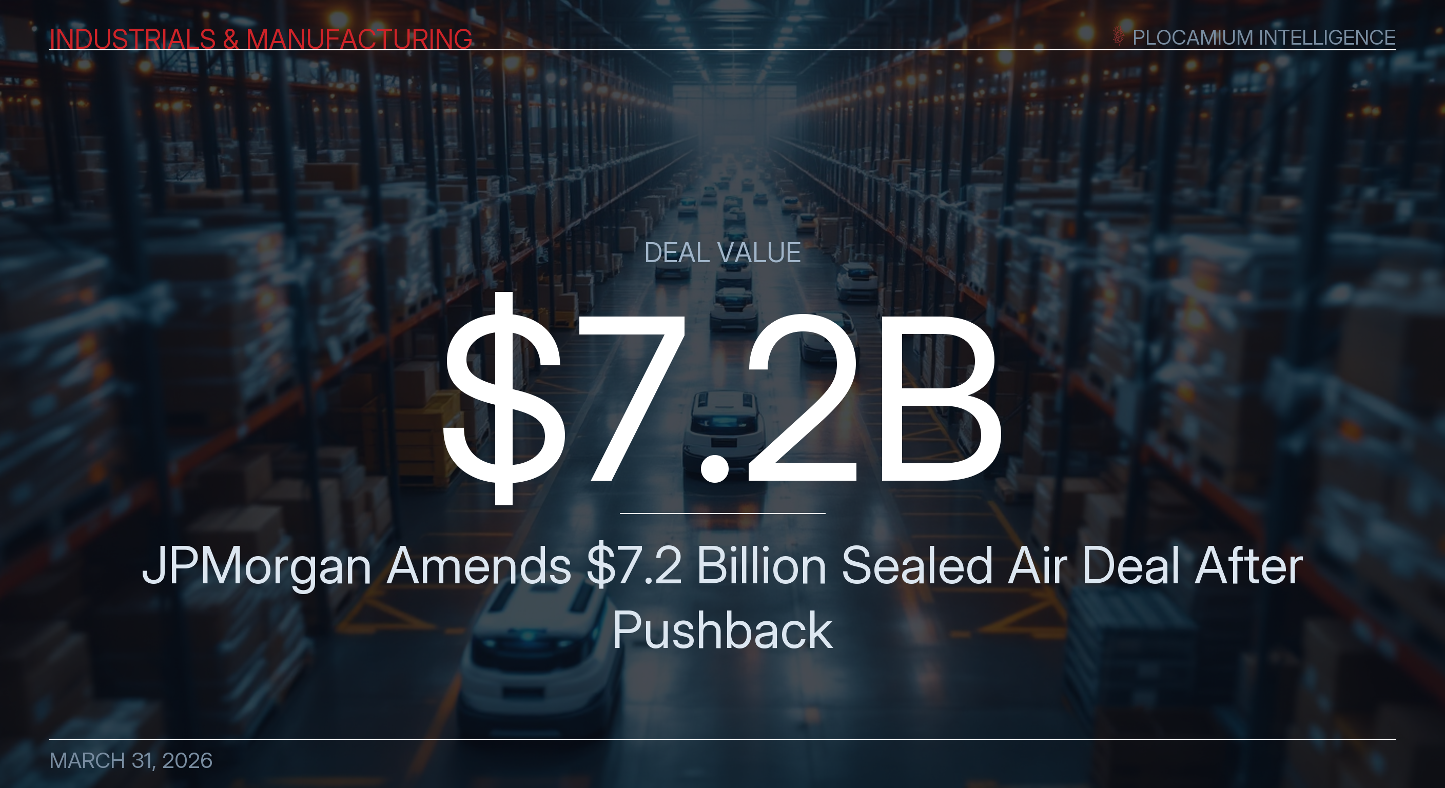 JPMorgan Amends $7.2 Billion Sealed Air Deal After Pushback
